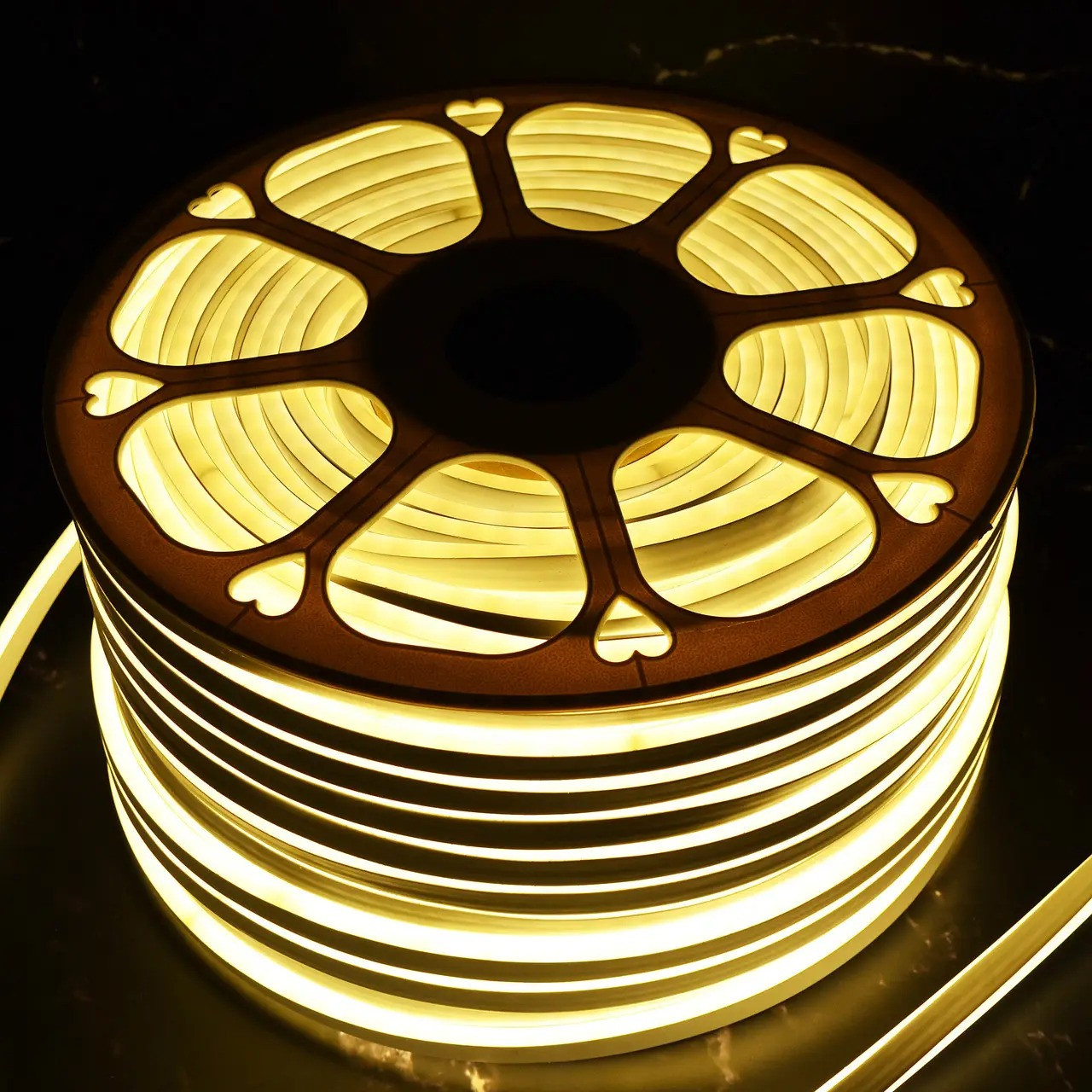 Гнучкий неон, 100м, 100 LED на метр, 220V, вуличний, IP65, Теплий білий