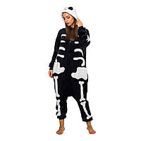 Пижама женская кигуруми Kigurumi Скелет S Черно-белая