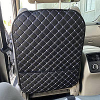 Накидка на спинку сидіння для захисту від брудних ніг заокруглена з кишенею з перфорованої Екошкіри Чорна