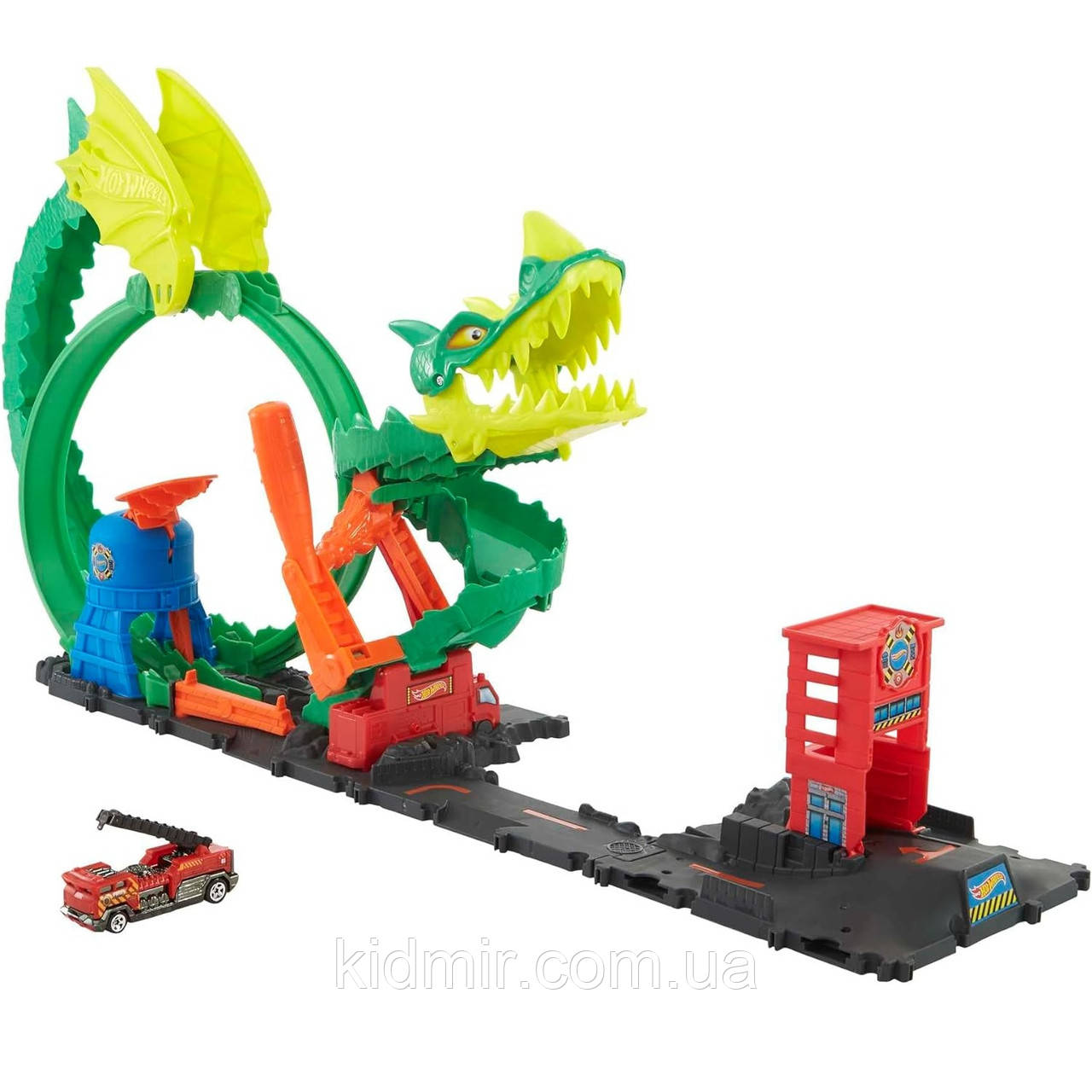 Автотрек Хот Вілс Атака вогняного дракона Hot Wheels City Dragon Drive Firefight HDP03