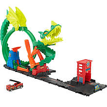 Автотрек Хот Вілс Атака вогняного дракона Hot Wheels City Dragon Drive Firefight HDP03