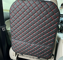 Захист для сидіння автомобіля ззаду від брудних ніг округлений з кишенею з перфорованої Екошкіри Чорний