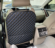 Захист сидінь авто ззаду від брудних ніг дітей округлений з кишенею з перфорованої Екошкіри Чорний