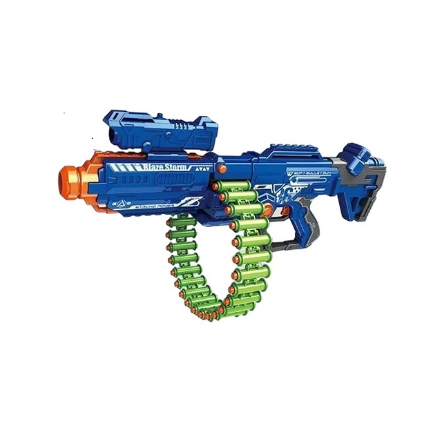 Іграшковий автомат зі звуками пострілів Дитяча зброя на акумуляторі USB зарядка стрічка та 40 м'яких патронів, фото 1
