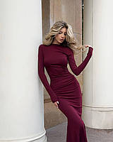 Елегантна сукня міді бордового кольору, фото 3