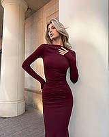 Елегантна сукня міді бордового кольору, фото 5