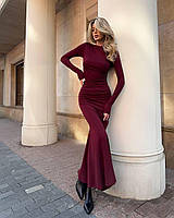 Елегантна сукня міді бордового кольору, фото 2