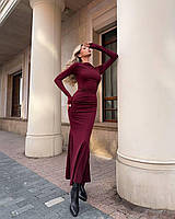 Елегантна сукня міді бордового кольору, фото 7