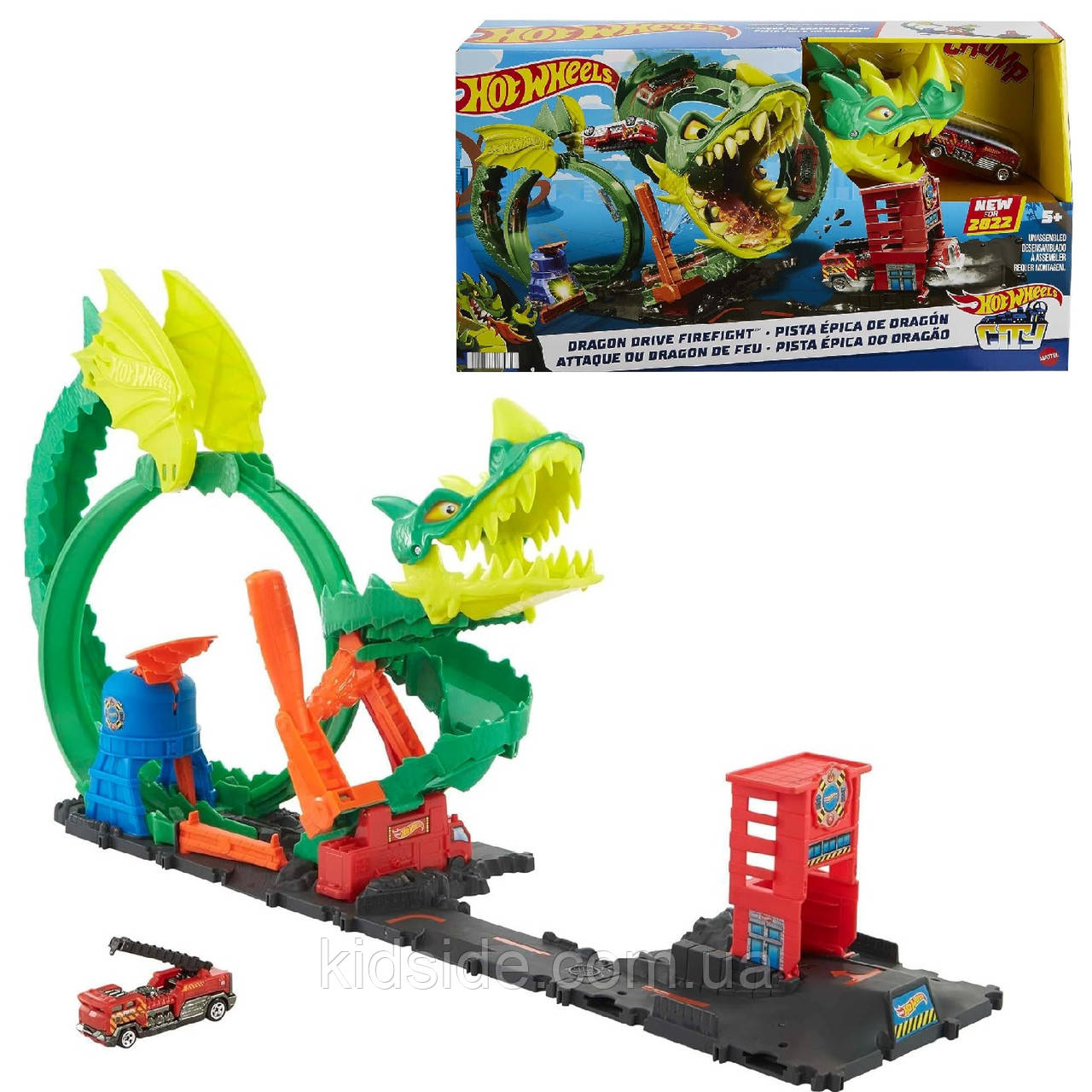 Hot Wheels HDP03 City Dragon Drive Firefight Автотрек Хот Вілс Атака вогняного дракона