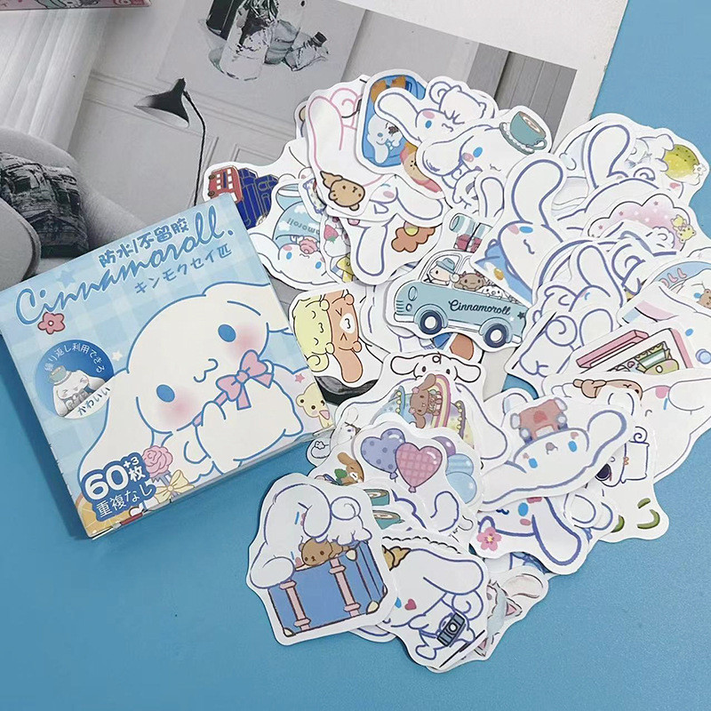 Набор наклейок Сінаморол Сіннаморолл Cinnamoroll стикери наклейки наліпки  60 шт Sanrio