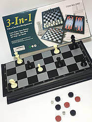 Набір ігор 3 в 1 No3882 "Шашки, шахи, нарди" 31,5*16 см з магнітом