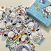 Набор наклейок Почако Почакко Pochacco стикери наклейки наліпки  60 шт Sanrio Блакитна упаковка