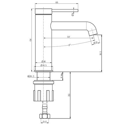 Змішувач для умивальника TOPAZ LOFT TLF 32201-H75-BL, фото 2