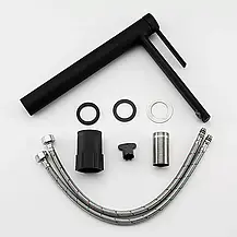 Змішувач для раковини високий FRAP F1067-62, чорний, фото 3