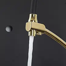 Змішувач для кухні з підключенням фільтра питної води GAPPO G4398-13, гнучкий вилив, золото/чорний, фото 4