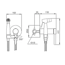 Гігієнічний душ з вбудованим монтажем GAPPO G7206-6, латунь, чорний, фото 5