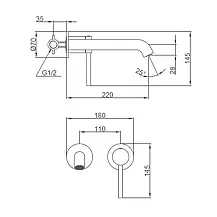 Вбудований змішувач для умивальника GAPPO G1206-6, чорний, фото 5