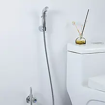 Гігієнічний набір FRAP F021 (лійка, шланг, кронштейн), хром, фото 4
