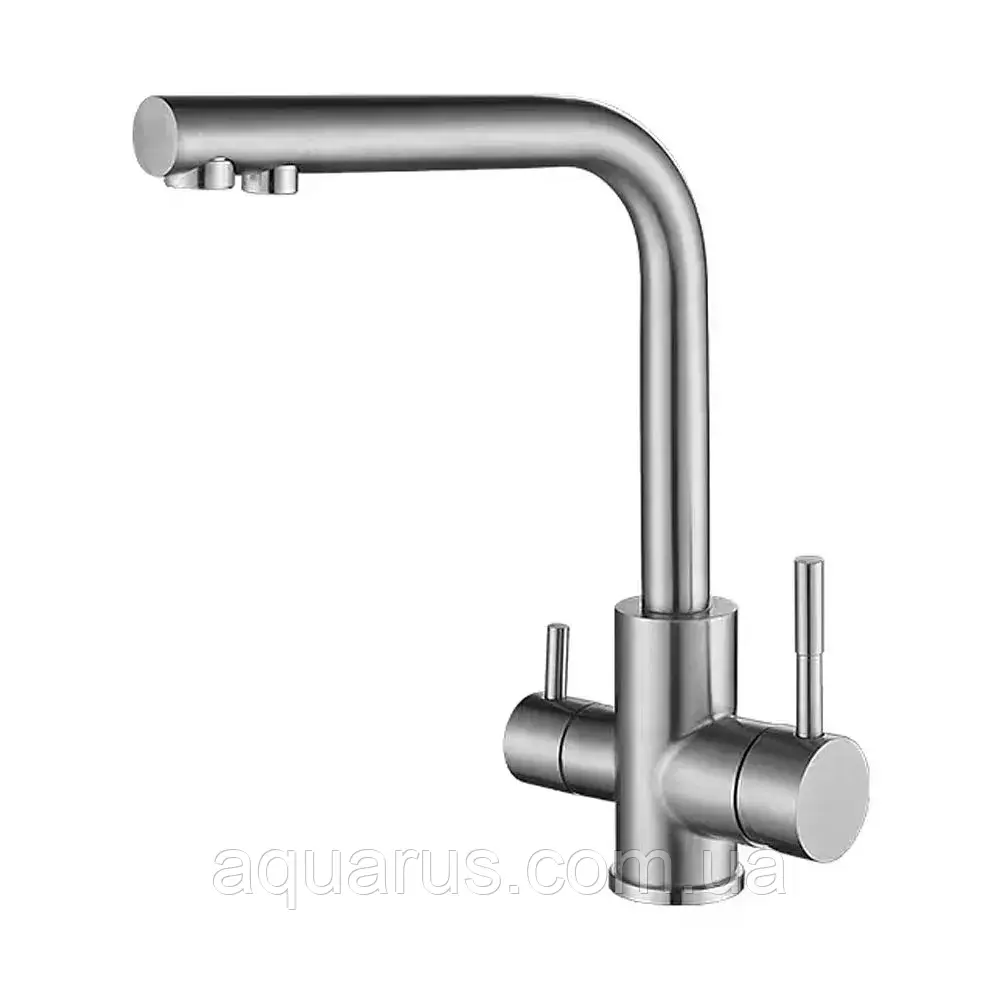 Змішувач для кухні на дві води WEZER EKO4C-01F, нерж. сталь