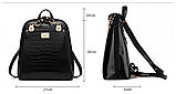 Сумка рюкзак жіноча лакова під рептилію (чорна), фото 7