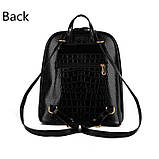 Сумка рюкзак жіноча лакова під рептилію (чорна), фото 5