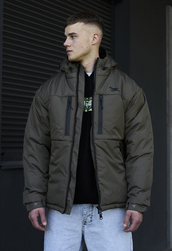 Зимова куртка кольору темний хакі Staff br dark khaki logo