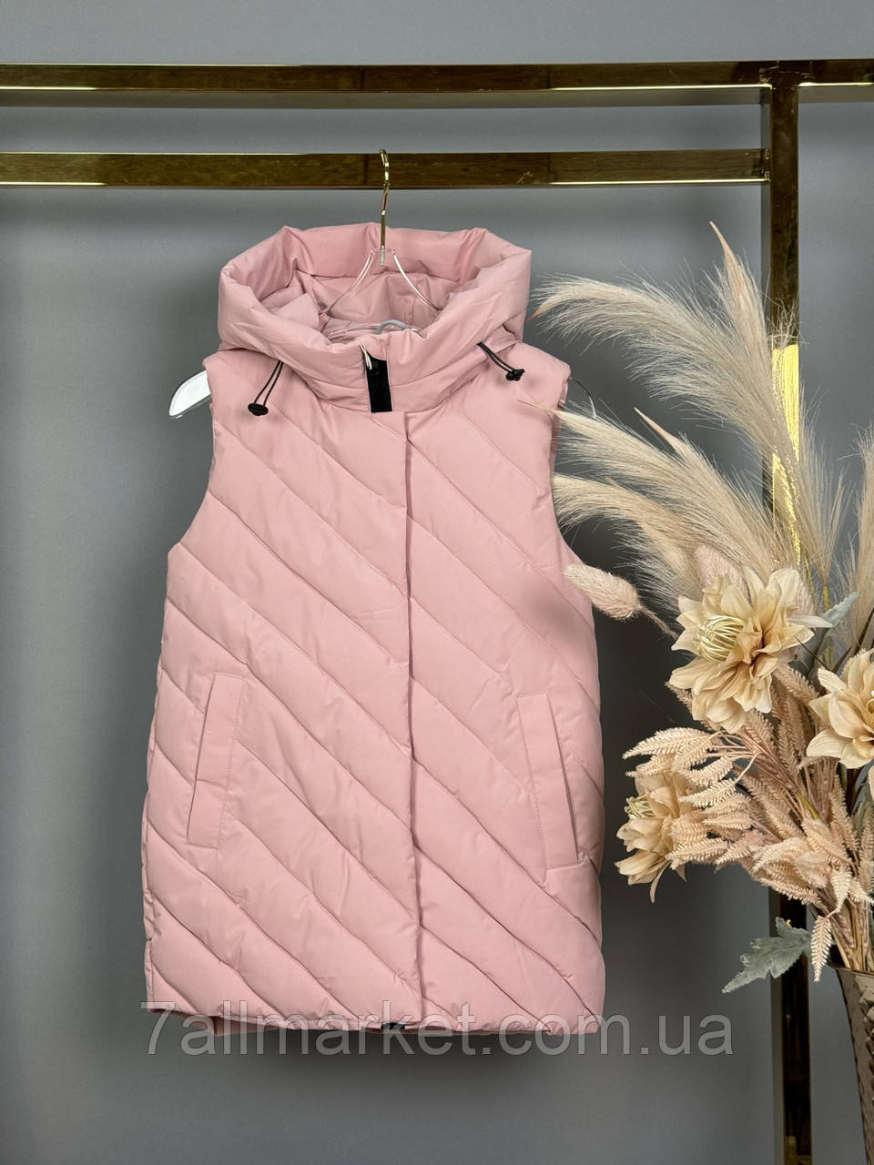 Жилетка підліткова демісезонна з капюшоном на дівчинку 134-158 см (2кв) "DFK" купити гуртом в Одесі на 7 км, фото 1