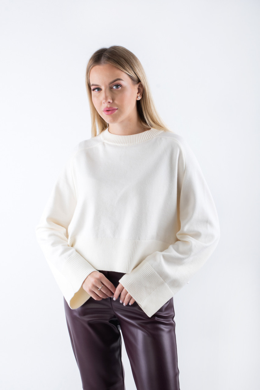 Джемпер укорочений з широкими рукавами молочний 102266 (2000000137988), фото 1