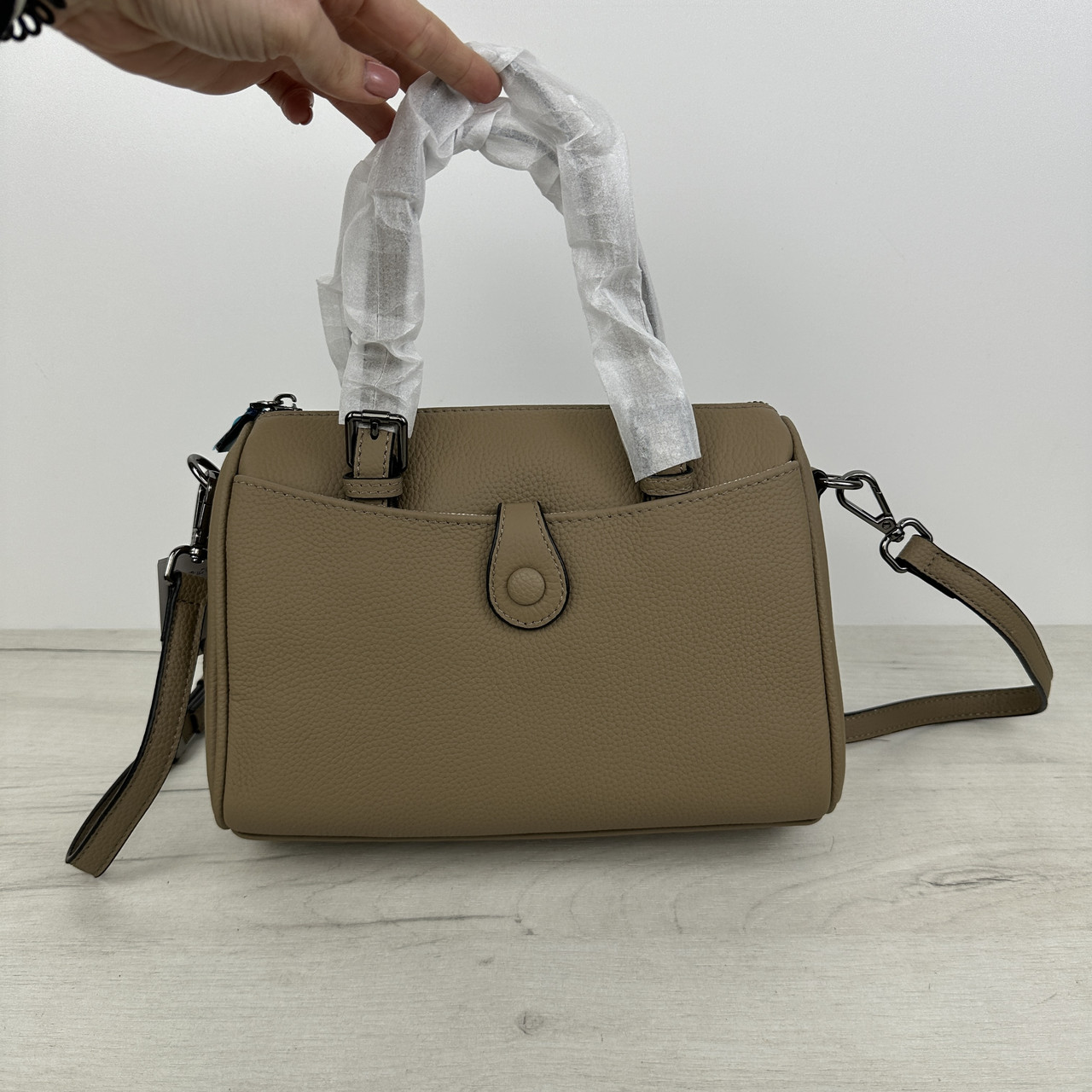 Шкіряна сумка бочонок з ручками Lanvera-4341-С101 Бежева, фото 1