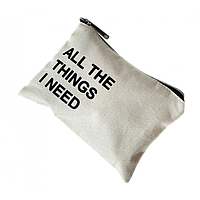 Бавовняна косметичка з написом 18*13 см (світлий)