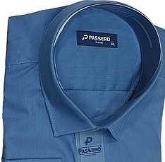 Батальна чоловіча синя сорочка Passero vd-0135 однотонна класична Туреччина з довгим рукавом, ошатна 3XL, фото 5