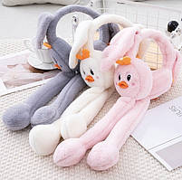Теплі хутряні навушники з рухомими вушками Навушники хутряні качки Подарунок для дівчинки