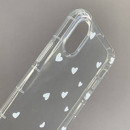 Чохол для Apple iPhone X / Xs чохол з білими сердечками на телефон айфон х / хс прозорий a01f, фото 2