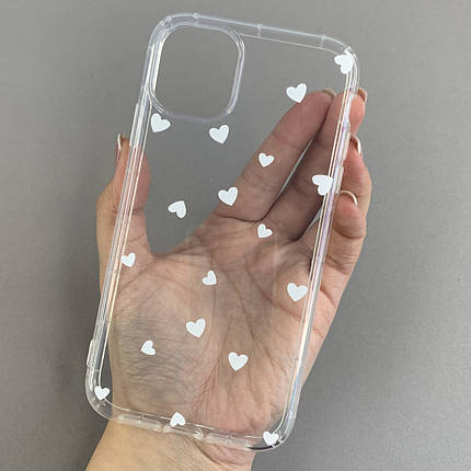 Чохол для Apple iPhone 11 чохол з білими сердечками на телефон айфон 11 прозорий a01f, фото 1
