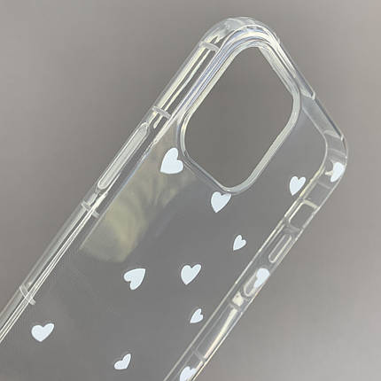 Чохол для Apple iPhone 12 чохол з білими сердечками на телефон айфон 12 прозорий a01f, фото 2