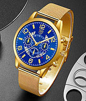Чоловічий наручний годинник Deyros, gold blue