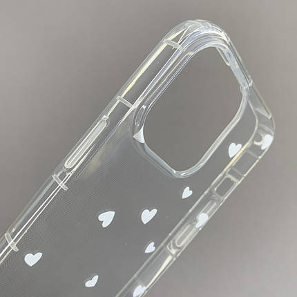 Чохол для Apple iPhone 13 Pro чохол з білими сердечками на телефон айфон 13 про прозорий a01f, фото 2