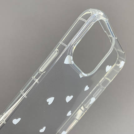 Чохол для Apple iPhone 13 Pro Max чохол з білими сердечками на телефон айфон 13 про макс прозорий a01f, фото 2