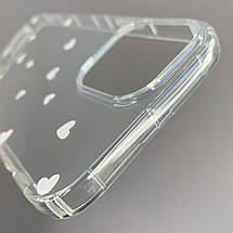 Чохол для Apple iPhone 13 Pro Max чохол з білими сердечками на телефон айфон 13 про макс прозорий a01f, фото 4