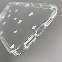 Чохол для Apple iPhone 13 Pro Max чохол з білими сердечками на телефон айфон 13 про макс прозорий a01f, фото 3