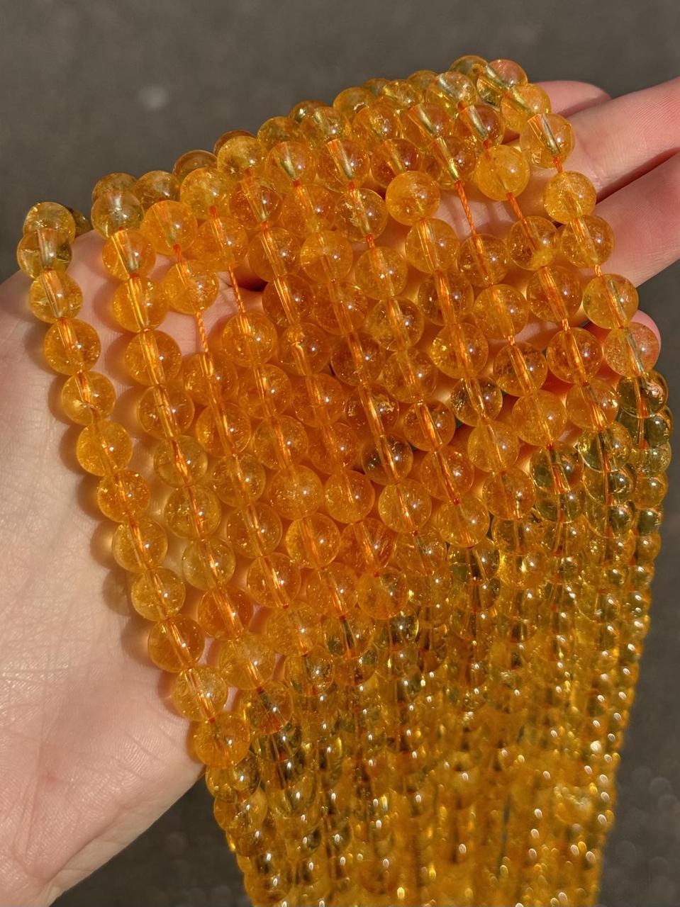 Бусини цитрину кульку 6.5 мм довжина 397 см приблизно 50 намистин