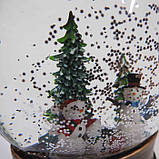 Новорічна музична нічник-світильник WDL 2103C Музична куля з Сніговиками, фото 4