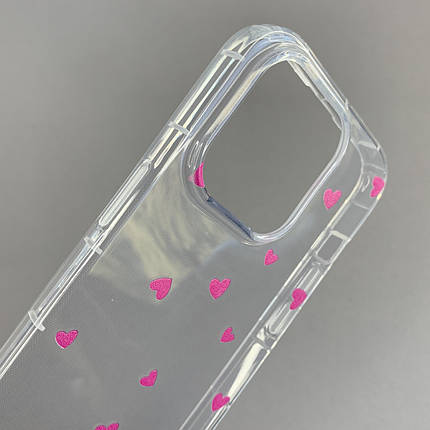 Чохол для Apple iPhone 14 Pro чохол з рожевими сердечками на телефон айфон 14 про прозорий a01f, фото 2