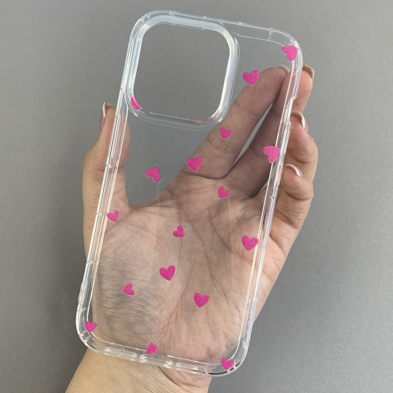 Чохол для Apple iPhone 14 Pro чохол з рожевими сердечками на телефон айфон 14 про прозорий a01f