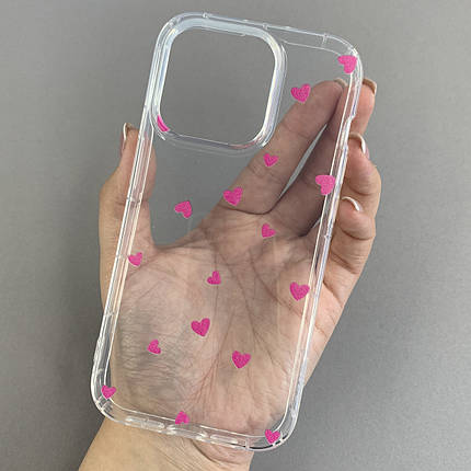 Чохол для Apple iPhone 14 Pro чохол з рожевими сердечками на телефон айфон 14 про прозорий a01f, фото 1