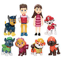 Набір фігурок Щенячий патруль 8в1: Скай, Чейз, Маршалл, Рокі, Здоровань, Зума, Райдер, Кейті, 6-10 см