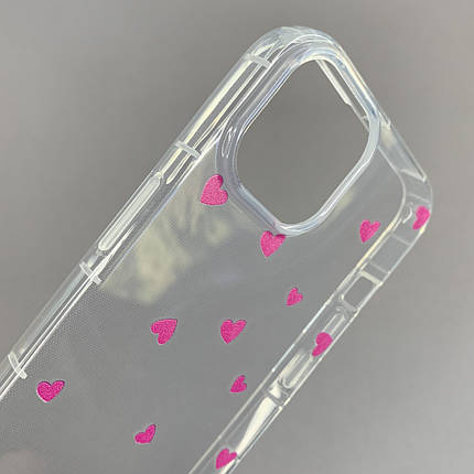 Чохол для Apple iPhone 13 чохол із рожевими сердечками на телефон айфон 13 прозорий a01f, фото 2