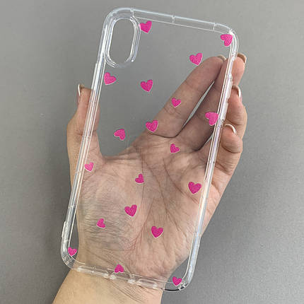 Чохол для Apple iPhone Xs Max чохол із рожевими сердечками на телефон айфон хс макс прозорий a01f, фото 1