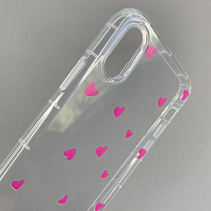 Чохол для Apple iPhone Xs Max чохол із рожевими сердечками на телефон айфон хс макс прозорий a01f, фото 2