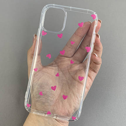 Чохол для Apple iPhone 11 чохол із рожевими сердечками на телефон айфон 11 прозорий a01f, фото 1